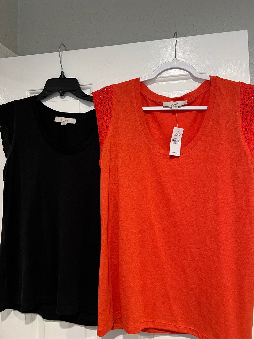 LOFT Lace Cap Sleeve Tank - Bright Orange & Black